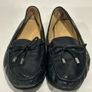 Michael Kors Moccasins Black Leather Flats Loafers Driving Shoes Sz 9.5